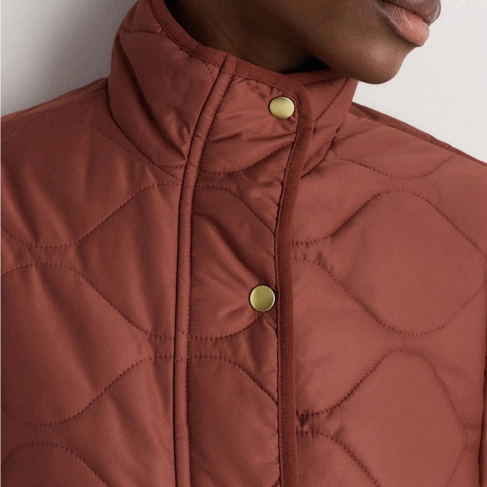 NWT Quince Women Featherless Quilted Long Puffer Jacket Redwood Brown M - Picture 9 of 11